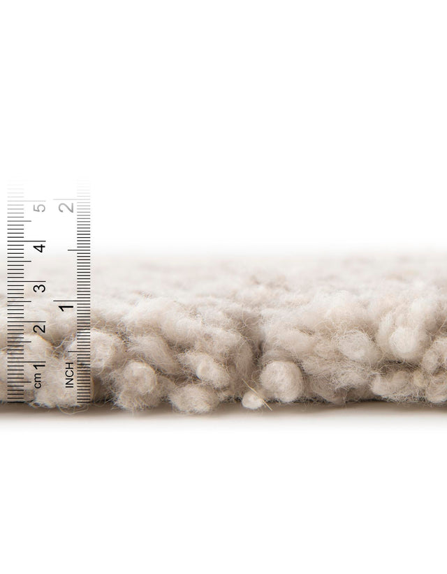 Taupe 3' 1 x 3' 1 Haka Deluxe Shag Round Area Rug Thick Soft Touch Fluffy & Plush Shaggy Pile Hand Woven New Zealand Wool Carpet for Sale at Rug Engine