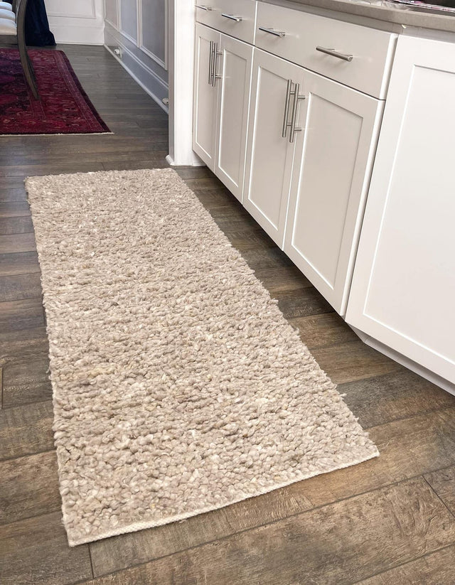 Taupe 2' x 6' 1 Haka Deluxe Shag Runner Area Rug Thick Soft Touch Fluffy & Plush Shaggy Pile Hand Woven New Zealand Wool Carpet for Sale at Rug Engine