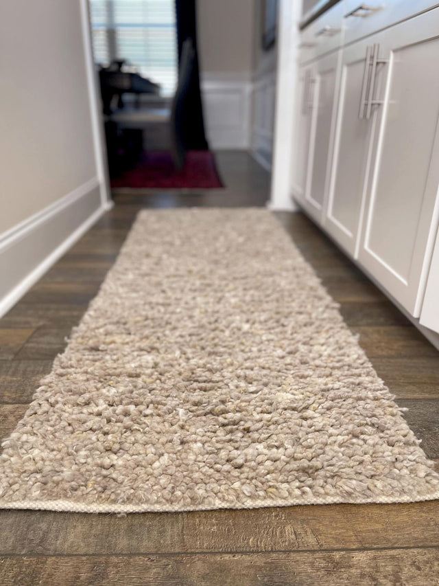 Taupe 2' x 5' 1 Haka Deluxe Shag Runner Area Rug Thick Soft Touch Fluffy & Plush Shaggy Pile Hand Woven New Zealand Wool Carpet for Sale at Rug Engine