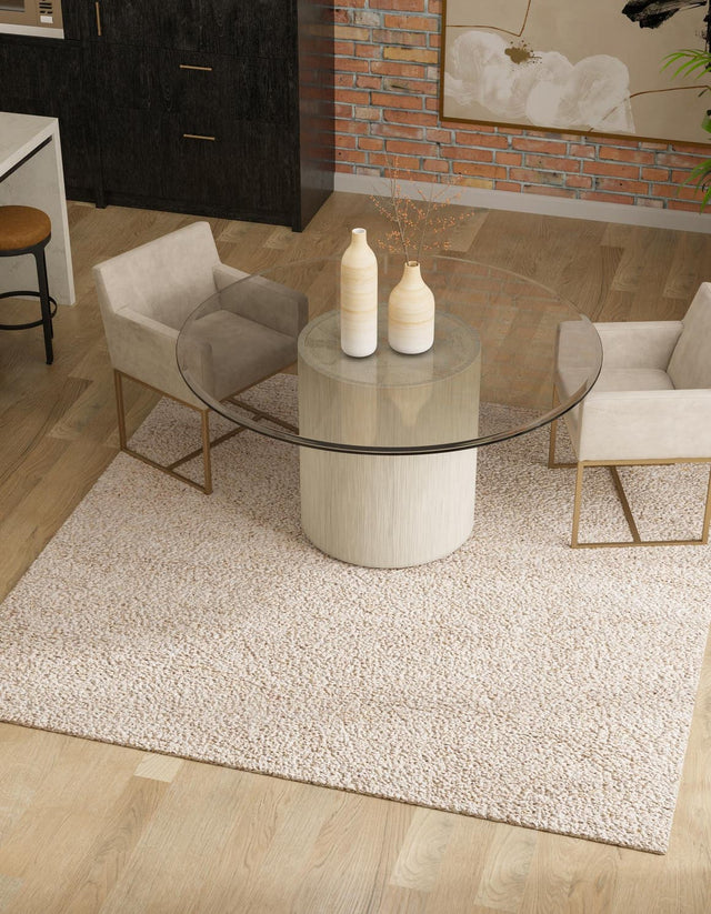 Taupe 7' 10 x 7' 10 Haka Deluxe Shag Square Area Rug Thick Soft Touch Fluffy & Plush Shaggy Pile Hand Woven New Zealand Wool Carpet for Sale at Rug Engine