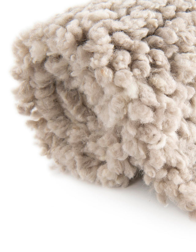 Taupe 7' 10 x 7' 10 Haka Deluxe Shag Square Area Rug Thick Soft Touch Fluffy & Plush Shaggy Pile Hand Woven New Zealand Wool Carpet for Sale at Rug Engine