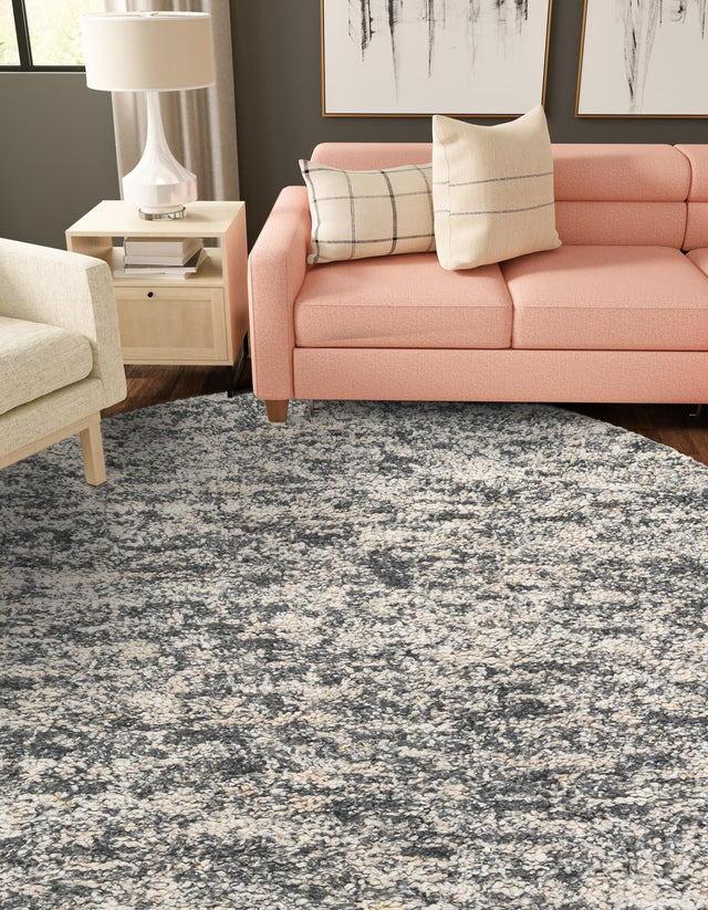 Salt and Pepper 7' 10 x 7' 10 Haka Deluxe Shag Round Area Rug Thick Soft Touch Fluffy & Plush Shaggy Pile Hand Woven New Zealand Wool Carpet for Sale at Rug Engine