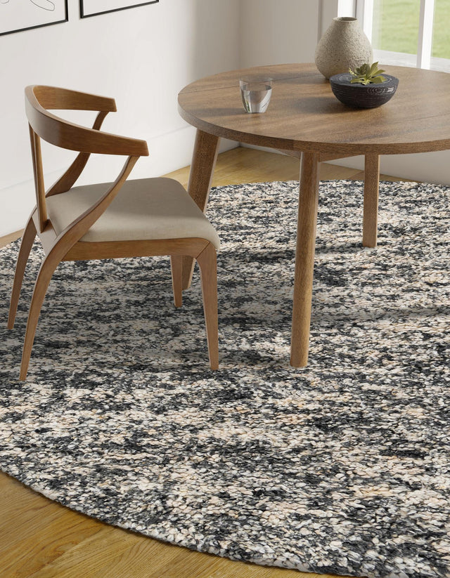 Salt and Pepper 3' 1 x 3' 1 Haka Deluxe Shag Round Area Rug Thick Soft Touch Fluffy & Plush Shaggy Pile Hand Woven New Zealand Wool Carpet for Sale at Rug Engine