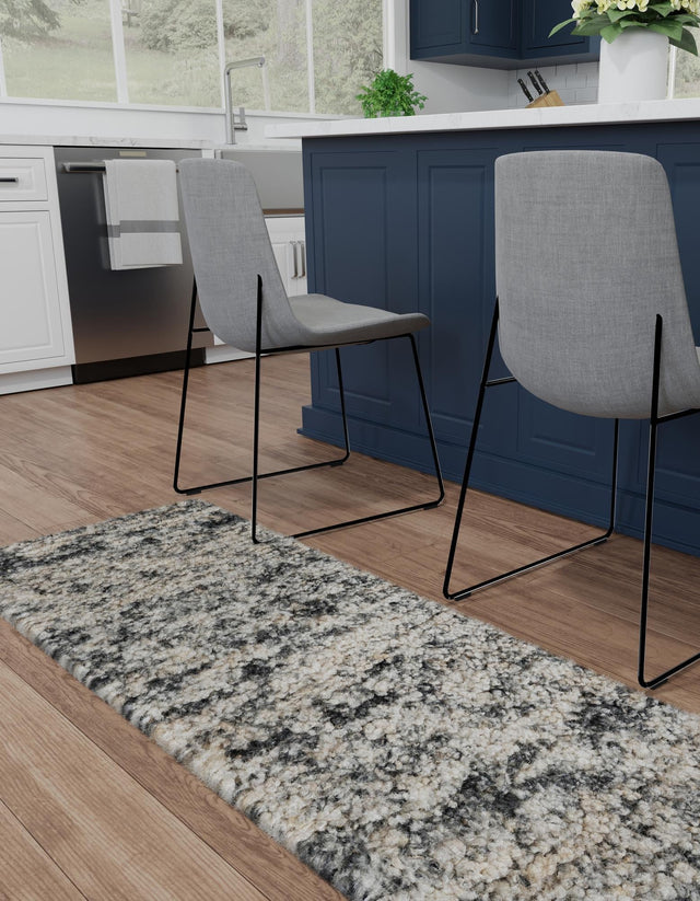 Salt and Pepper 2' x 6' 1 Haka Deluxe Shag Runner Area Rug Thick Soft Touch Fluffy & Plush Shaggy Pile Hand Woven New Zealand Wool Carpet for Sale at Rug Engine