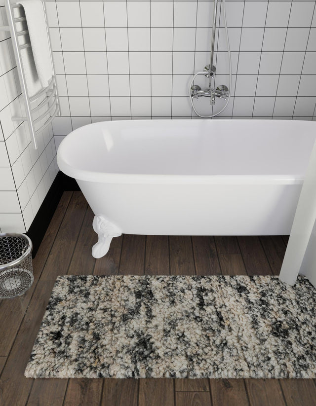 Salt and Pepper 2' x 5' 1 Haka Deluxe Shag Runner Area Rug Thick Soft Touch Fluffy & Plush Shaggy Pile Hand Woven New Zealand Wool Carpet for Sale at Rug Engine