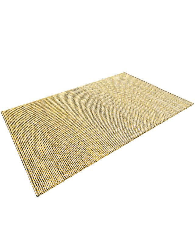 Yellow and Navy 5' 1 x 8' Seaside Pearl Jute Rectangle Area Rug 60% Jute & 40% Wool All Natural Coastal Mood Carpet for Eco Friendly Home Interior Design for Sale at Rug Engine