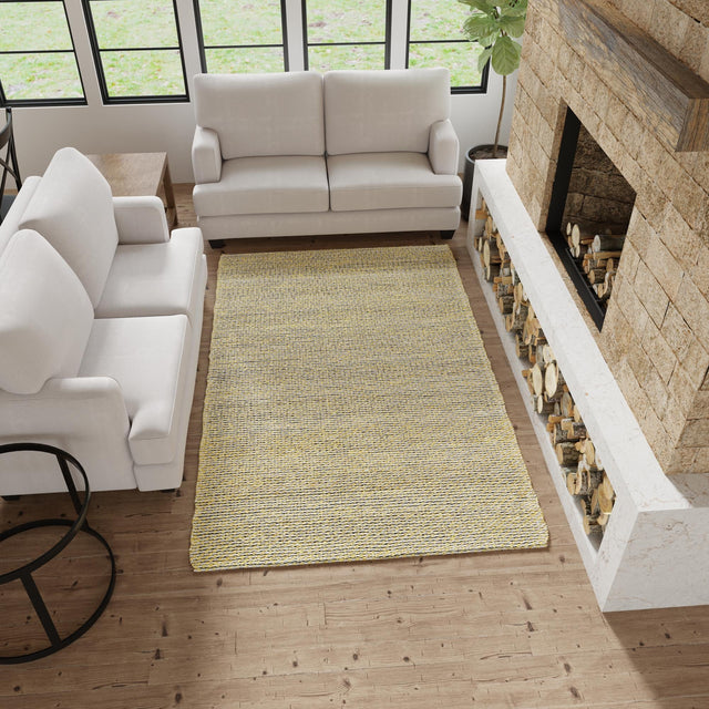 Yellow and Navy 7' 10 x 10' Seaside Pearl Jute Rectangle Area Rug 60% Jute & 40% Wool All Natural Coastal Mood Carpet for Eco Friendly Home Interior Design for Sale at Rug Engine