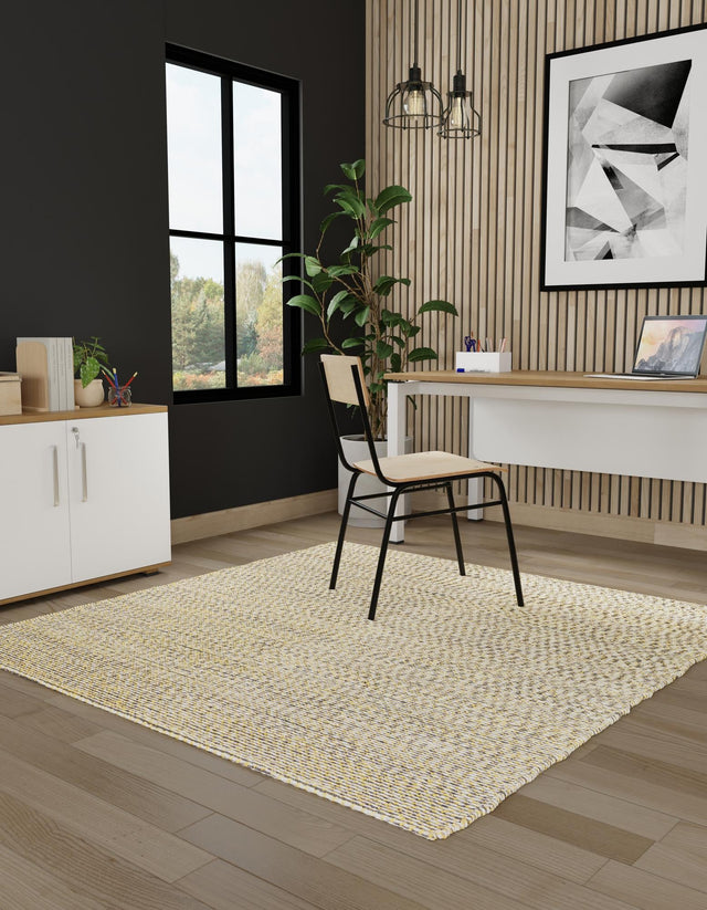 Yellow and Navy 7' 10 x 7' 10 Seaside Pearl Jute Square Area Rug 60% Jute & 40% Wool All Natural Coastal Mood Carpet for Eco Friendly Home Interior Design for Sale at Rug Engine