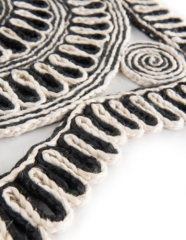 Black and White 2' x 2' Braided Jute Round Area Rug 100% Jute Hand Braided Natural Eco-Friendly Boho Style Carpet for Living Rooms Dining Office Space Dorms for Sale at Rug Engine