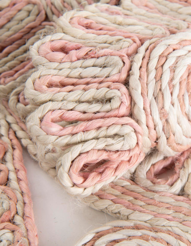 Pink and White 4' 1 x 4' 1 Braided Jute Round Area Rug 100% Jute Hand Braided Natural Eco-Friendly Boho Style Carpet for Living Rooms Dining Office Space Dorms for Sale at Rug Engine