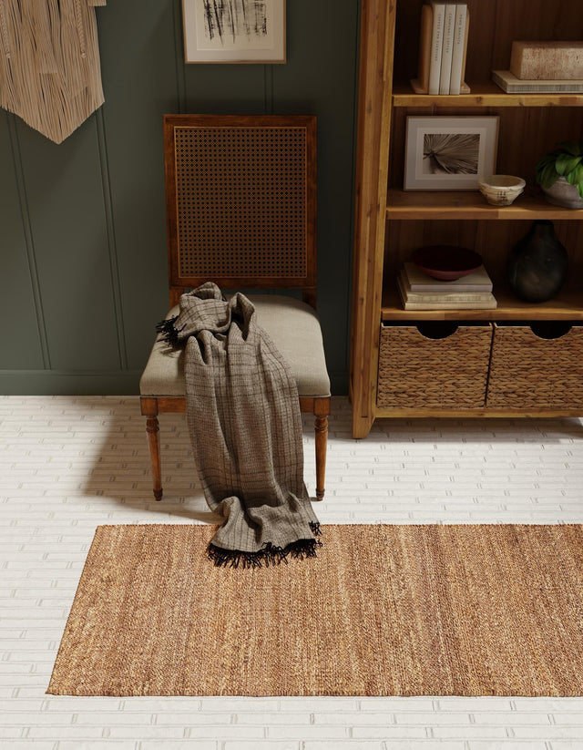 Sepia Brown 2' x 8' Palm Beach Jute Runner Area Rug All Natural Eco-Friendly Carpet for Modern Minimalist Interior Design Home Decorating for Sale at Rug Engine