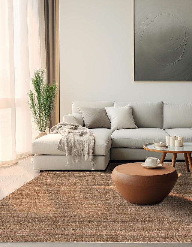 Sepia Brown 7' 10 x 7' 10 Palm Beach Jute Square Area Rug All Natural Eco-Friendly Carpet for Modern Minimalist Interior Design Home Decorating for Sale at Rug Engine