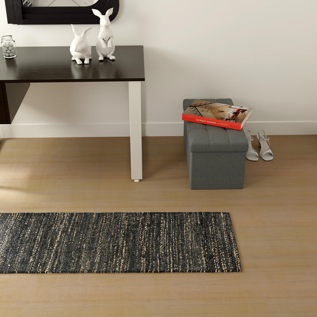 Midnight Denim Blue 2' x 6' 1 Palm Beach Jute Runner Area Rug All Natural Eco-Friendly Carpet for Modern Minimalist Interior Design Home Decorating for Sale at Rug Engine