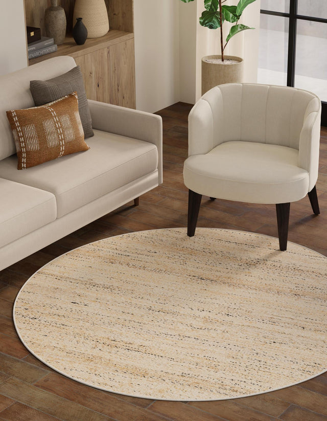 Palomino Ivory 3' 1 x 3' 1 Palm Beach Jute Round Area Rug All Natural Eco-Friendly Carpet for Modern Minimalist Interior Design Home Decorating for Sale at Rug Engine