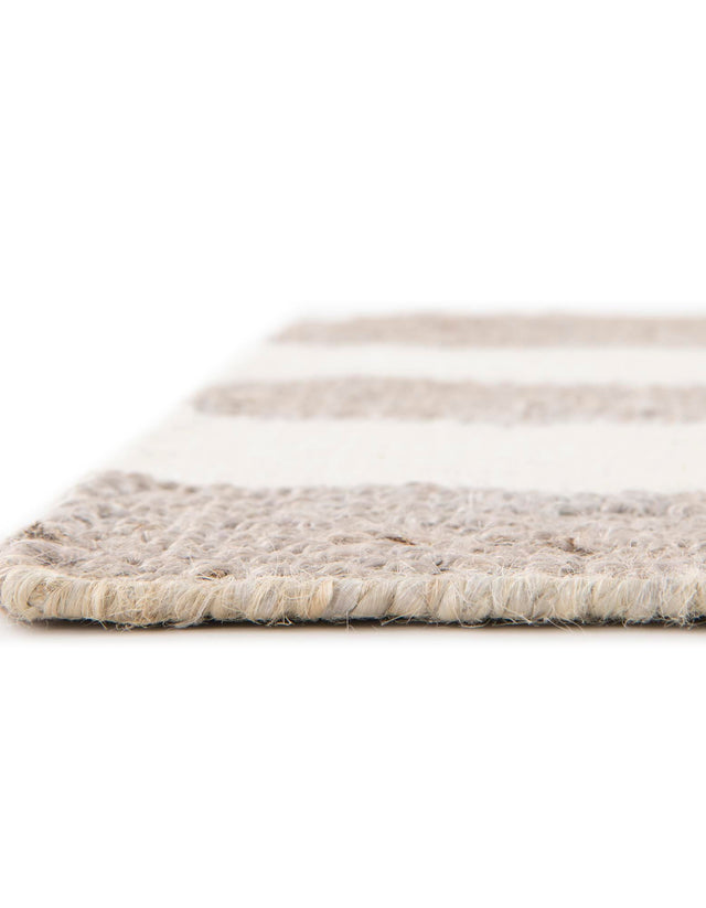 Gray 7' 10 x 10' Jill Zarin Hamptons Rectangle Area Rug Jute & Wool With Cotton Backing All Natural Striped Design Coastal Hand Woven Carpet for Sale at Rug Engine