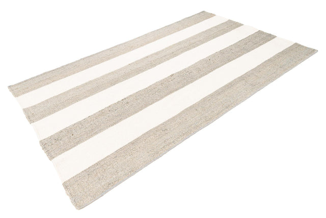 Gray 5' 1 x 8' Jill Zarin Hamptons Rectangle Area Rug Jute & Wool With Cotton Backing All Natural Striped Design Coastal Hand Woven Carpet for Sale at Rug Engine