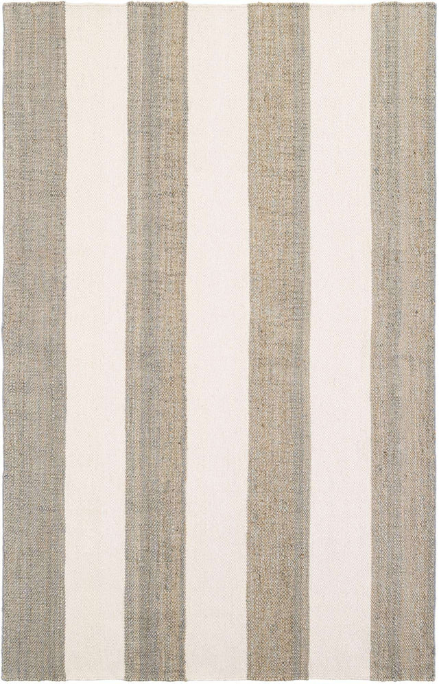 Gray 6' 1 x 9' Jill Zarin Hamptons Rectangle Area Rug Jute & Wool With Cotton Backing All Natural Striped Design Coastal Hand Woven Carpet for Sale at Rug Engine