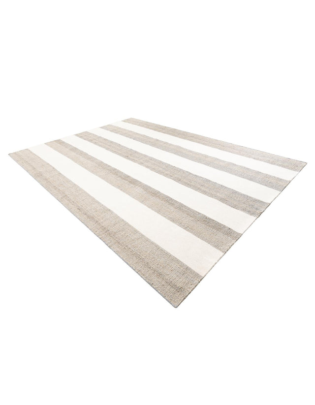 Gray 9' x 12' Jill Zarin Hamptons Rectangle Area Rug Jute & Wool With Cotton Backing All Natural Striped Design Coastal Hand Woven Carpet for Sale at Rug Engine