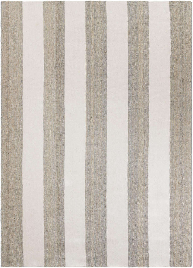 Gray 9' x 12' Jill Zarin Hamptons Rectangle Area Rug Jute & Wool With Cotton Backing All Natural Striped Design Coastal Hand Woven Carpet for Sale at Rug Engine