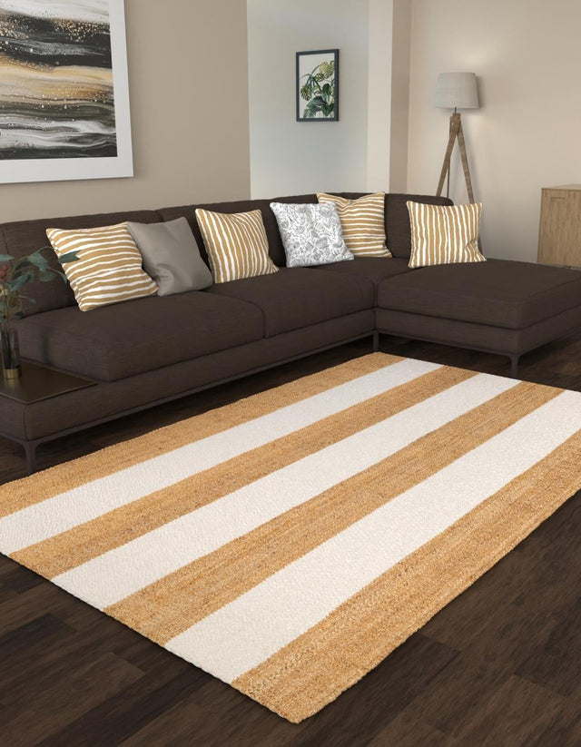 Tan Sand 2' x 3' 1 Jill Zarin Hamptons Rectangle Area Rug Jute & Wool With Cotton Backing All Natural Striped Design Coastal Hand Woven Carpet for Sale at Rug Engine