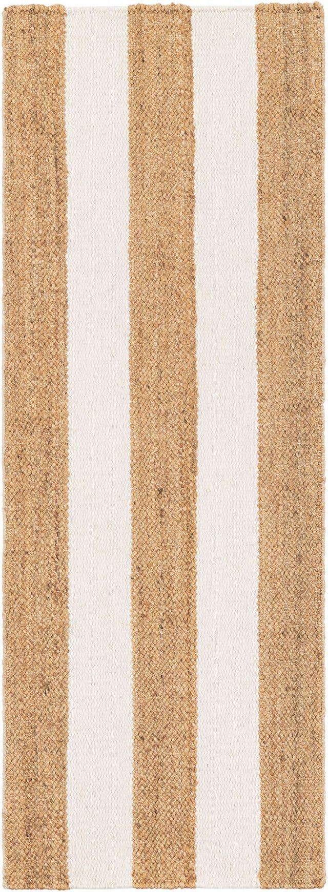 Tan Sand 2' x 6' 1 Jill Zarin Hamptons Runner Area Rug Jute & Wool With Cotton Backing All Natural Striped Design Coastal Hand Woven Carpet for Sale at Rug Engine