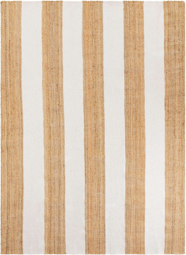 Tan Sand 9' x 12' Jill Zarin Hamptons Rectangle Area Rug Jute & Wool With Cotton Backing All Natural Striped Design Coastal Hand Woven Carpet for Sale at Rug Engine