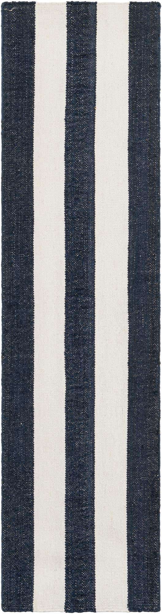 Nautical Navy 2' 7 x 10' Jill Zarin Hamptons Runner Area Rug Jute & Wool With Cotton Backing All Natural Striped Design Coastal Hand Woven Carpet for Sale at Rug Engine