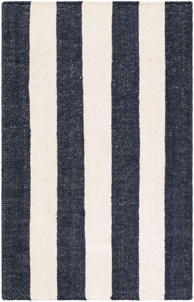 Nautical Navy 4' 1 x 6' 1 Jill Zarin Hamptons Rectangle Area Rug Jute & Wool With Cotton Backing All Natural Striped Design Coastal Hand Woven Carpet for Sale at Rug Engine