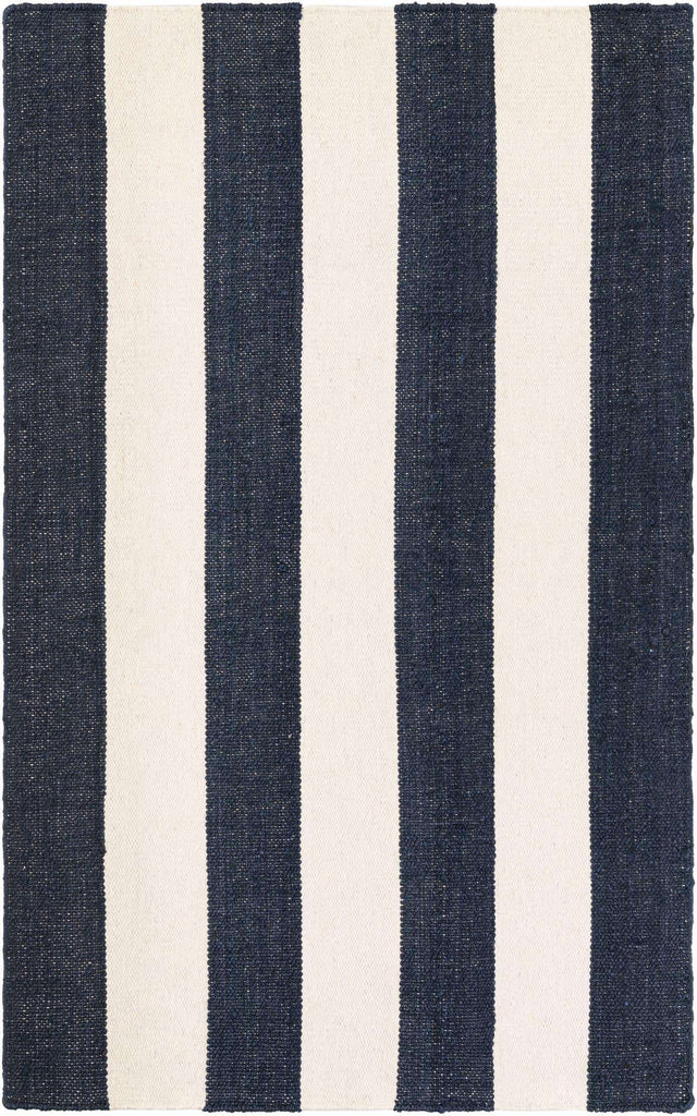 Nautical Navy 5' 1 x 8' Jill Zarin Hamptons Rectangle Area Rug Jute & Wool With Cotton Backing All Natural Striped Design Coastal Hand Woven Carpet for Sale at Rug Engine