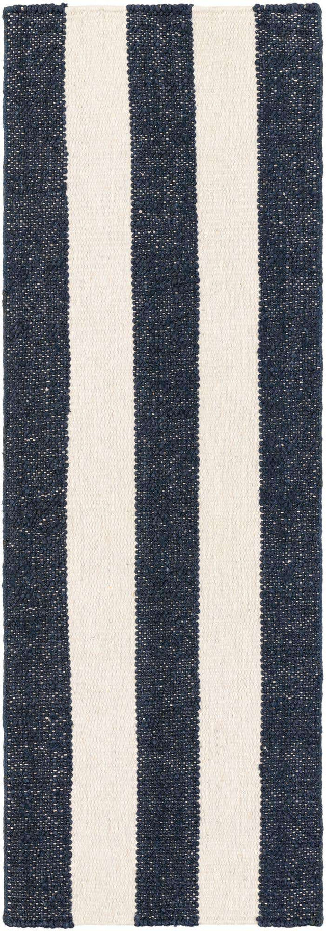 Nautical Navy 2' x 6' 1 Jill Zarin Hamptons Runner Area Rug Jute & Wool With Cotton Backing All Natural Striped Design Coastal Hand Woven Carpet for Sale at Rug Engine