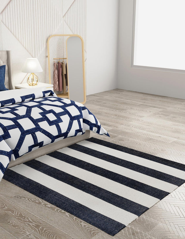 Nautical Navy 7' 10 x 7' 10 Jill Zarin Hamptons Square Area Rug Jute & Wool With Cotton Backing All Natural Striped Design Coastal Hand Woven Carpet for Sale at Rug Engine