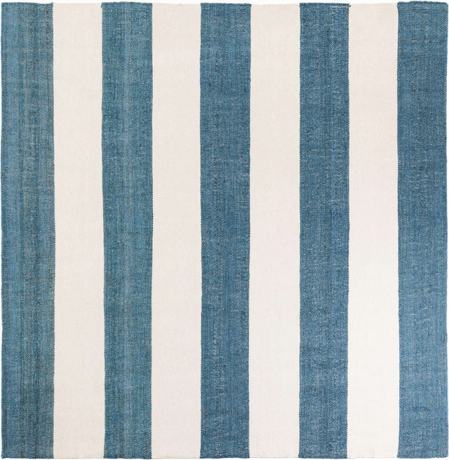 Sky blue 10' x 10' Jill Zarin Hamptons Square Area Rug Jute & Wool With Cotton Backing All Natural Striped Design Coastal Hand Woven Carpet for Sale at Rug Engine