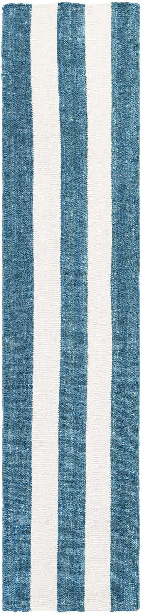 Sky blue 2' 7 x 12' Jill Zarin Hamptons Runner Area Rug Jute & Wool With Cotton Backing All Natural Striped Design Coastal Hand Woven Carpet for Sale at Rug Engine