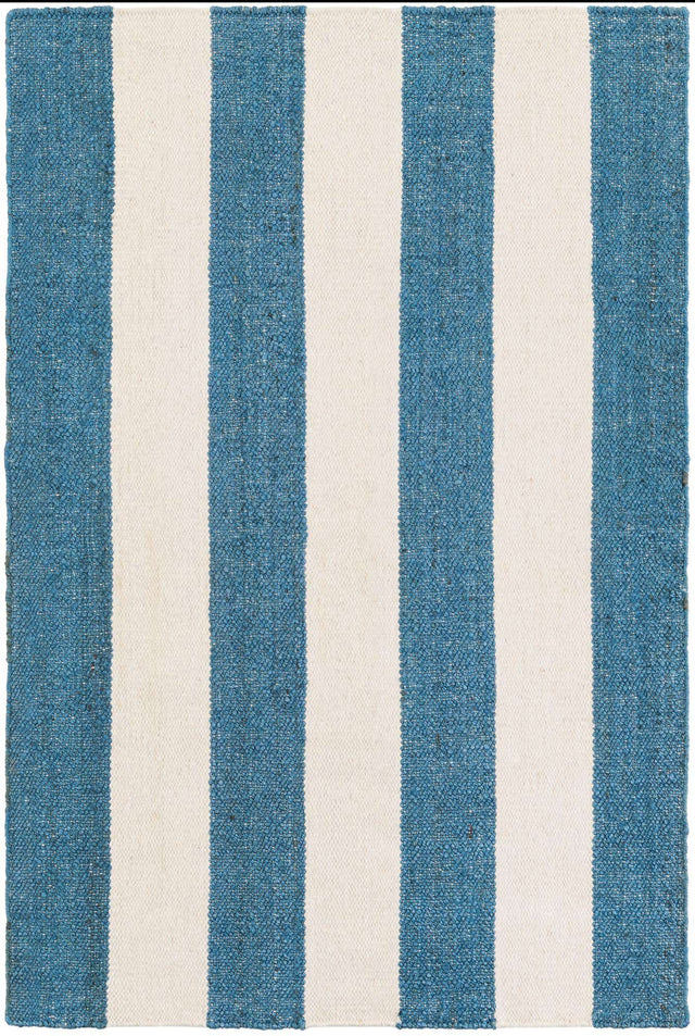 Sky blue 4' 1 x 6' 1 Jill Zarin Hamptons Rectangle Area Rug Jute & Wool With Cotton Backing All Natural Striped Design Coastal Hand Woven Carpet for Sale at Rug Engine