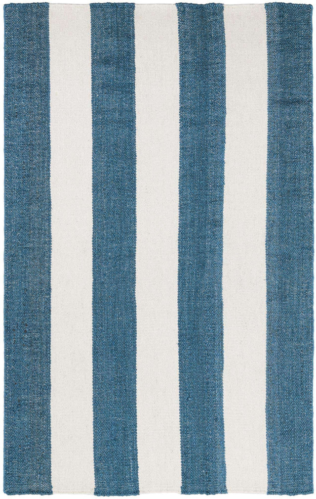 Sky blue 5' 1 x 8' Jill Zarin Hamptons Rectangle Area Rug Jute & Wool With Cotton Backing All Natural Striped Design Coastal Hand Woven Carpet for Sale at Rug Engine
