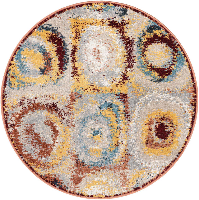 Washable Multicolor 3' 3 x 3' 3 Kamala Washable Round Area Rug Easy to Clean Stain Resistant & Durable 100% Polyester Spill-Friendly Carpet for Sale at Rug Engine