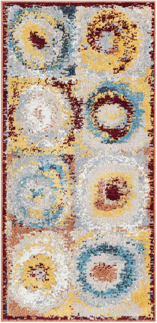 Washable Multicolor 2' x 4' 1 Kamala Washable Runner Area Rug Easy to Clean Stain Resistant & Durable 100% Polyester Spill-Friendly Carpet for Sale at Rug Engine