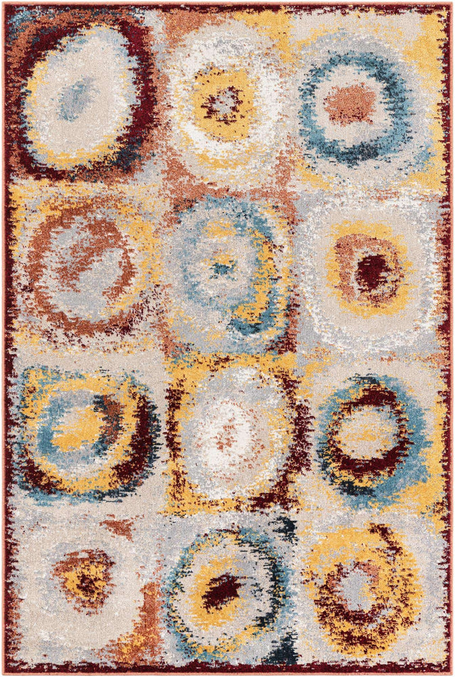 Washable Multicolor 4' 1 x 6' 1 Kamala Washable Rectangle Area Rug Easy to Clean Stain Resistant & Durable 100% Polyester Spill-Friendly Carpet for Sale at Rug Engine