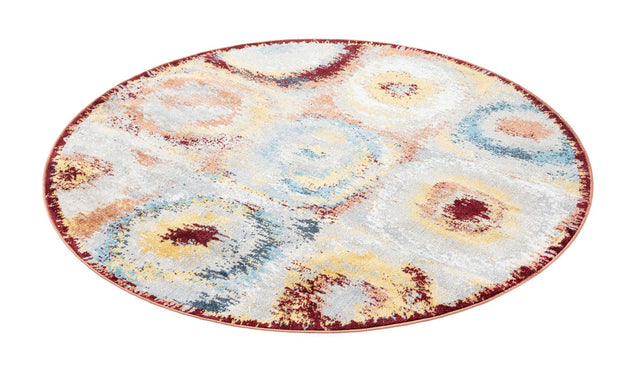 Washable Multicolor 5' 3 x 5' 3 Kamala Washable Round Area Rug Easy to Clean Stain Resistant & Durable 100% Polyester Spill-Friendly Carpet for Sale at Rug Engine