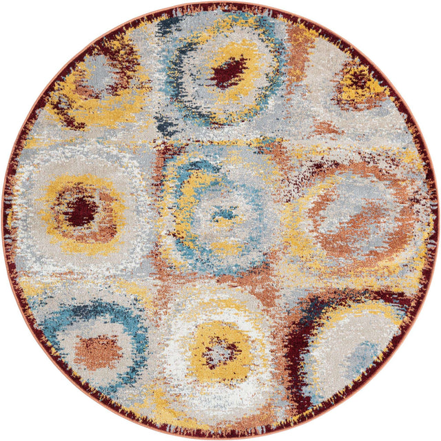 Washable Multicolor 5' 3 x 5' 3 Kamala Washable Round Area Rug Easy to Clean Stain Resistant & Durable 100% Polyester Spill-Friendly Carpet for Sale at Rug Engine