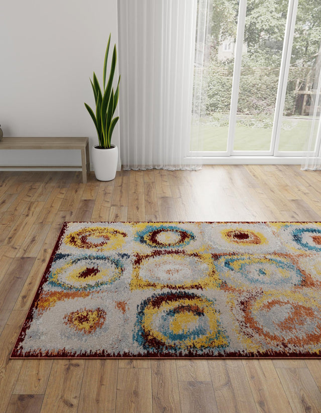 Washable Multicolor 6' 1 x 9' Kamala Washable Rectangle Area Rug Easy to Clean Stain Resistant & Durable 100% Polyester Spill-Friendly Carpet for Sale at Rug Engine