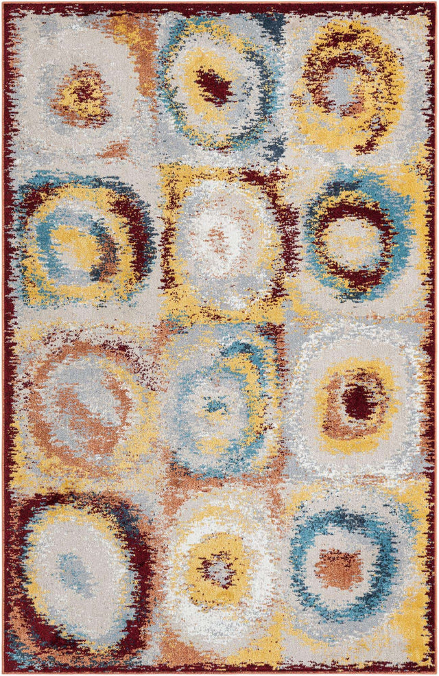 Washable Multicolor 5' 3 x 8' Kamala Washable Rectangle Area Rug Easy to Clean Stain Resistant & Durable 100% Polyester Spill-Friendly Carpet for Sale at Rug Engine