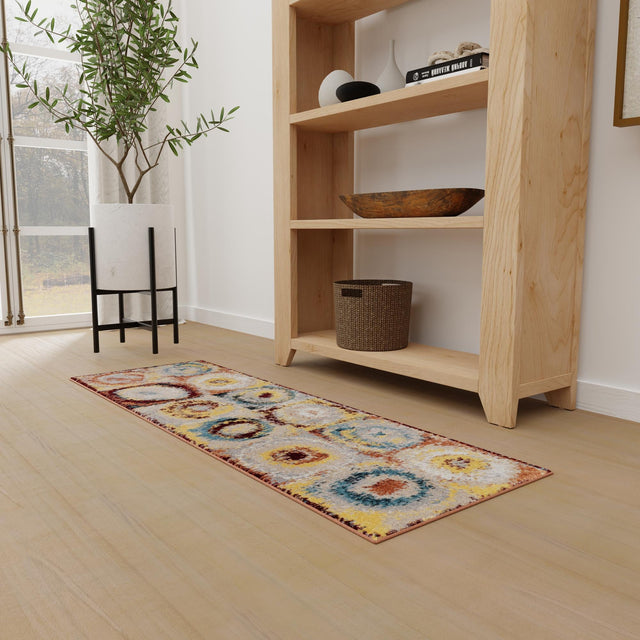 Washable Multicolor 2' x 4' 1 Kamala Washable Runner Area Rug Easy to Clean Stain Resistant & Durable 100% Polyester Spill-Friendly Carpet for Sale at Rug Engine