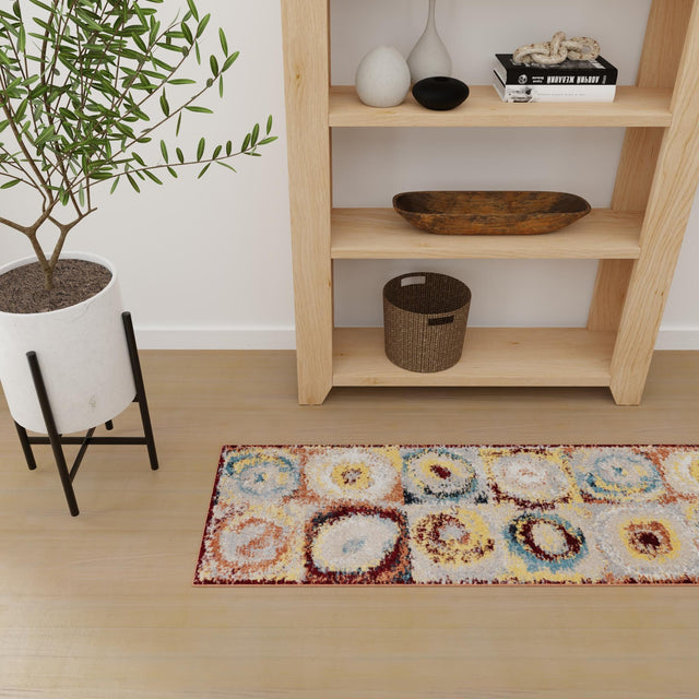 Washable Multicolor 2' x 4' 1 Kamala Washable Runner Area Rug Easy to Clean Stain Resistant & Durable 100% Polyester Spill-Friendly Carpet for Sale at Rug Engine