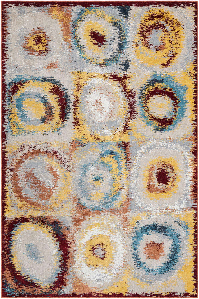 Washable Multicolor 6' 1 x 9' Kamala Washable Rectangle Area Rug Easy to Clean Stain Resistant & Durable 100% Polyester Spill-Friendly Carpet for Sale at Rug Engine