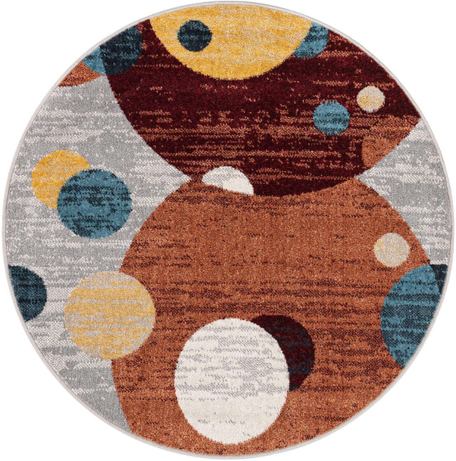 Washable Multicolor 3' 3 x 3' 3 Kamala Washable Round Area Rug Easy to Clean Stain Resistant & Durable 100% Polyester Spill-Friendly Carpet for Sale at Rug Engine