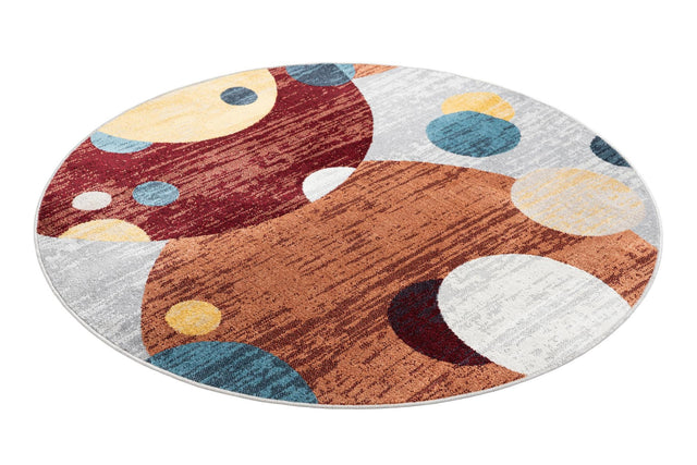 Washable Multicolor 5' 3 x 5' 3 Kamala Washable Round Area Rug Easy to Clean Stain Resistant & Durable 100% Polyester Spill-Friendly Carpet for Sale at Rug Engine