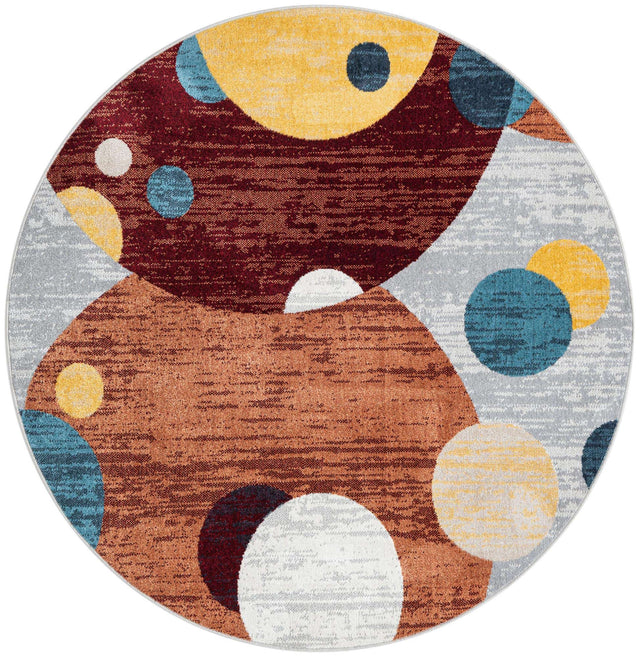 Washable Multicolor 5' 3 x 5' 3 Kamala Washable Round Area Rug Easy to Clean Stain Resistant & Durable 100% Polyester Spill-Friendly Carpet for Sale at Rug Engine