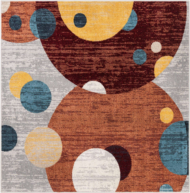 Washable Multicolor 5' 3 x 5' 3 Kamala Washable Square Area Rug Easy to Clean Stain Resistant & Durable 100% Polyester Spill-Friendly Carpet for Sale at Rug Engine