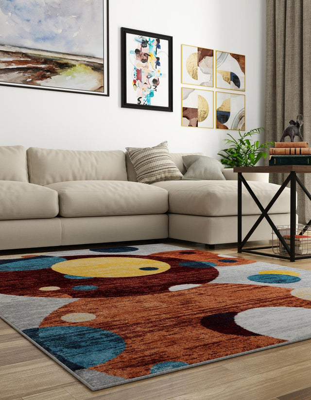 Washable Multicolor 6' 1 x 9' Kamala Washable Rectangle Area Rug Easy to Clean Stain Resistant & Durable 100% Polyester Spill-Friendly Carpet for Sale at Rug Engine